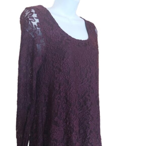 Long Sleeve Purple Lace Dress Size Medium - Picture 2 of 8